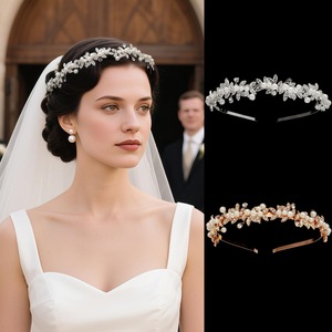Serre-tête floral vintage en perles et strass, accessoires de cheveux élégants pour mariée, diadème de demoiselle d'honneur pour mariage - Product Image 4