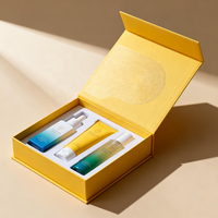 Boîte magnétique personnalisée et boîte cadeau bleue pour ensemble de soins de la peau et emballage de luxe, emballage papier transfrontalier