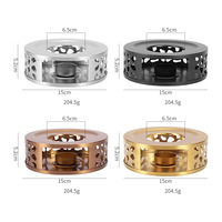 Base chauffe-thé moderne en acier inoxydable brossé avec support pour bougie chauffe-plat, compatible avec la plupart des théières