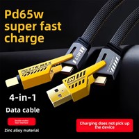 Kabel Data Pengisian Cepat 65W PD, USB-C ke USB 2.0, Lapisan TPE Tahan Lama, Dua-dalam-Satu, Sinkronisasi Kecepatan Tinggi untuk Ponsel