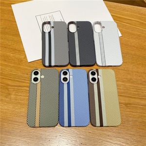 Funda de Teléfono con Textura de Fibra de Carbono para Apple 16 Plus, Funda para iPhone 15 Pro con Patrón de Rayas, Carcasa Rígida Mate de PC - Product Image 2
