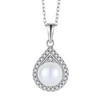 Collier pendentif goutte d'eau en argent sterling S925 avec perle CZ, gravure laser personnalisée, fabricant de bijoux en gros