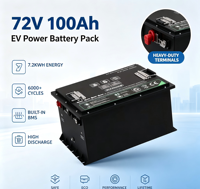 Batterie lithium rechargeable à décharge rapide 72V 60Ah 100Ah 150Ah à cycle profond pour véhicule électrique à basse vitesse et véhicule touristique