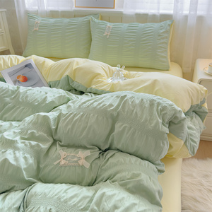 ชุดเครื่องนอนลายลูกไม้สี<span class=keywords><strong>หวาน</strong></span>4ชิ้นผ้าทอฟอง - Product Image 5