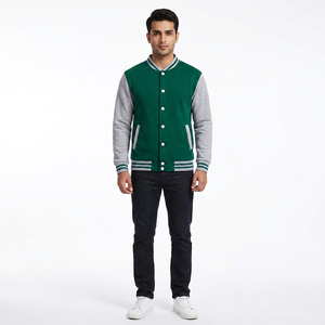 FINER THREADS Chaqueta Varsity de Manga Larga con Cuello Alto y Logotipo Personalizado Bordado para Hombre, 100% Algodón, Informal de Invierno - Product Image 1