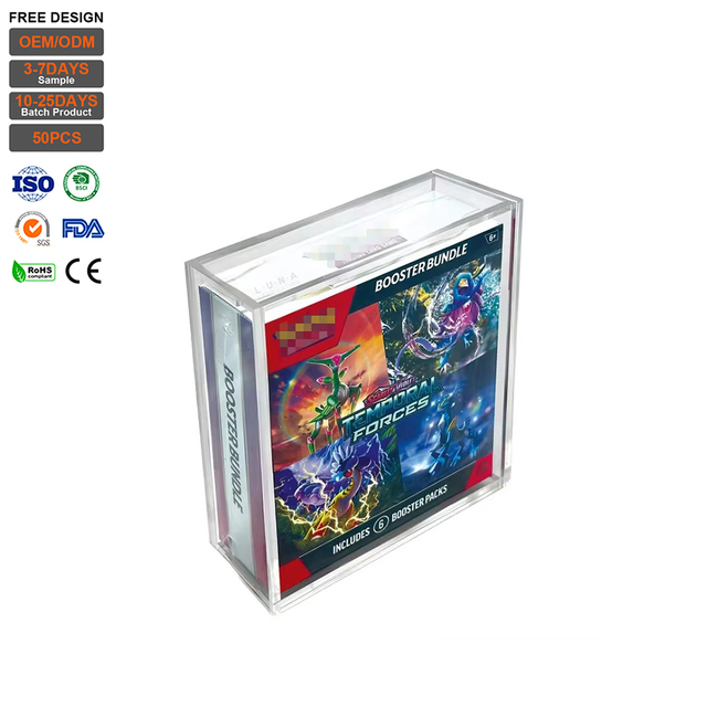 Premium Modern Clear Acrylic Display Case for Pokemon Booster Bundle New Style Portable UV Resistant Custom Logo Size