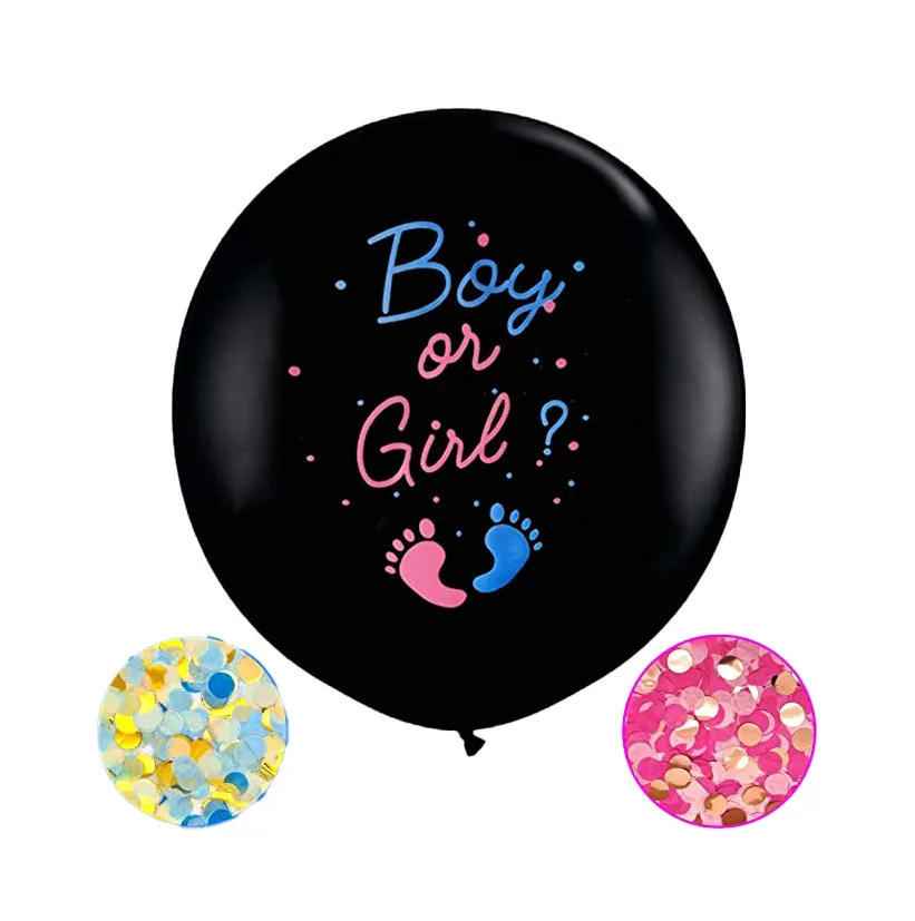 Nicro-globos de látex de confeti de Color negro para niño o niña, de 36 pulgadas, para decoración de fiesta