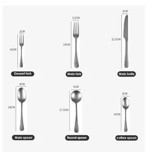 Bộ dao dĩa cổ điển bằng thép không gỉ, thìa tráng miệng, bộ đồ ăn, dụng cụ nhà bếp, dao, nĩa, thìa - Product Image 5