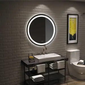 32 inç LED yuvarlak banyo makyaj aynası anti-sis ayarlanabilir ışıkları daire duvara monte aynalar