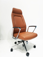 Chaise de bureau ergonomique pivotante de direction avec appui-tête, en cuir et aluminium, design traditionnel, réglable, pour salon et hôtel