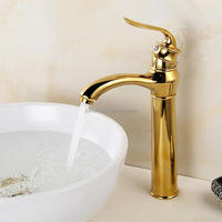 Robinet de lavabo de salle de bain moderne de luxe en alliage de zinc doré à poignée unique et à trou unique avec cartouche en céramique
