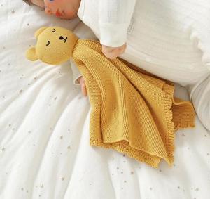 Manta <span class=keywords><strong>de</strong></span> Seguridad Suave 100% Algodón Tejido con Oso <span class=keywords><strong>de</strong></span> Ganchillo para Bebé, Regalo Ideal - Product Image 2