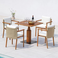 Ensemble de table et chaises de salle à manger d'extérieur en teck massif, meubles de jardin modernes pour villa, patio, résistant aux intempéries