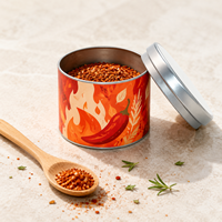Boîte en métal ronde personnalisée pour assaisonnements, hermétique, qualité alimentaire, 50g/100g/150g/200g, avec couvercle uni, pour mélanges BBQ
