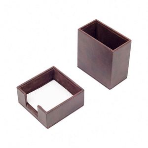 Double Desk Organizer Leather Office Product with Pen and <b>Note</b> Paper Holders for Desktop Organizing - Product Image 2
