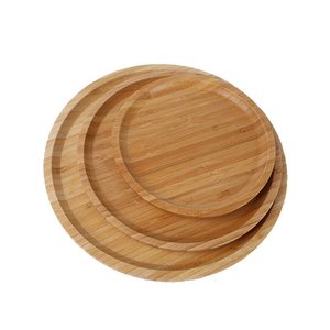 Plateau de service en bambou rond, 3 tailles, bois naturel, pour thé, café, fruits, fromage - Product Image 1