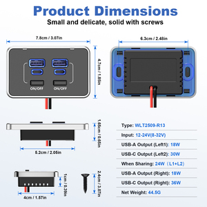 Новинка: 4-портовый <span class=keywords><strong>USB</strong></span>-адаптер для автомобиля 12В, настенная зарядная панель для автофургонов, 78 Вт, с двойным PD и QC, несколько <span class=keywords><strong>USB</strong></span>-портов для зарядки автомобильных аккумуляторов - Product Image 5