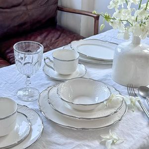 Juego <span class=keywords><strong>de</strong></span> platillos <span class=keywords><strong>de</strong></span> cerámica Floral Vintage francés, taza <span class=keywords><strong>de</strong></span> café con borde plateado, plato <span class=keywords><strong>de</strong></span> cena, patrón <span class=keywords><strong>de</strong></span> fruta, <span class=keywords><strong>vajilla</strong></span> para el hogar - Product Image 2