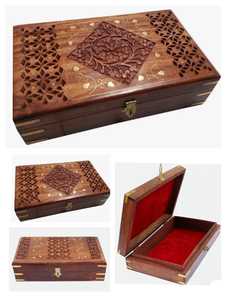 Most Selling Wooden Jewelry <b>Box</b> With Carved Design And <b>Lock</b> For Safe Storage Of Precious Available At Reasonable Price - Product Image 3