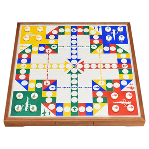 Jeu de Ludo <span class=keywords><strong>en</strong></span> Bois Durable Grande Taille avec Plateau d'Échecs Avion et Dés pour Réunions Familiales et Cadeaux - Product Image 3