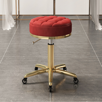 Mobilier de salon de haute qualité Chaise de coiffure réglable à 360 degrés avec roues Tabouret de salon doré