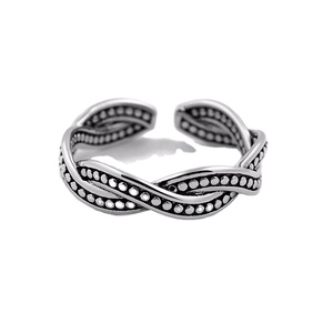 <span class=keywords><strong>Tai</strong></span> Style Twist Black Open 925 Sterling Bijoux en argent oxydé Bagues pour hommes Vintage - Product Image 1