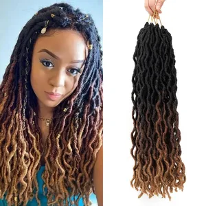 High Quality 18 Inch 100g Jumbo Curly Ombre Straight Synthetic Wavy Gypsy Crochet Braids Locs Hair Extension