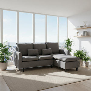 <span class=keywords><strong>Canapé</strong></span>-lit modulable en tissu gris lin de luxe pour salon d'hôtel ou villa, <span class=keywords><strong>4</strong></span> <span class=keywords><strong>places</strong></span>, en forme de L, moderne - Product Image 2