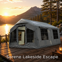 Tente de glamping gonflable pour fête en plein air, grande capacité, protection UV, maison portable