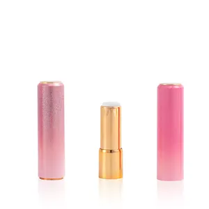 Glitter pembe degrade plastik doldurulabilir chapstick dudak balsamı ambalaj tüpü boş ruj tüpü konteyneri lüks