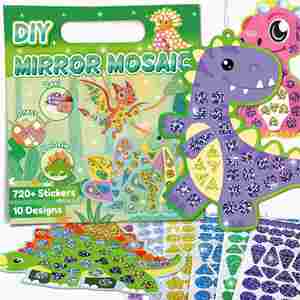 Marcadores Creativos Multifuncionales para Niños, Lindos Dinosaurios, Manualidades, Juguete de Arte, Pegatinas Láser de Mosaico, 10 Etiquetas Creativas para Niños - Product Image 1