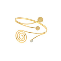 Al por mayor Brazalete de moda de metal dorado para mujer, de verano, con diseño floral exagerado, perlas, espiral y geométrico, brazalete abierto superior
