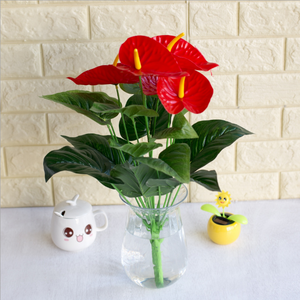 Venta <span class=keywords><strong>Directa</strong></span> de Fábrica, Flor de Anturio Artificial de Seda <span class=keywords><strong>Roja</strong></span> Hecha a Mano de Alta Calidad, Decoración para Bodas y Hogar - Product Image 4