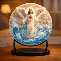 Décoration de table personnalisée en résine, style Art déco classique, représentant le Sacré-Cœur de Jésus, avec impression peinture à l'huile, pour la vente en gros