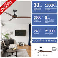 Ventilador de Techo 1stshine de 52 Pulgadas con Luz, Velocidad Ajustable, Función de Temporizador, Ahorro de Energía y Aspas Reversibles para Decoración del Hogar