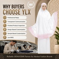 Tops Vogue Dubaï Vêtements Islamiques Robe de Prière Musulmane en Dentelle Haut Décontracté d'Été en Crêpe Brodé Écologique Respirant
