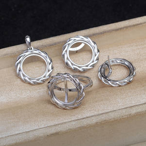 Componentes de Joyería de Plata S925 para DIY, Colgante de Mármol con Forma de Espiral, Base Vacía para Anillos y Pendientes de 12.8-13mm - Product Image 2