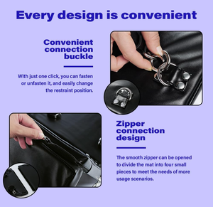 Système de restraints BDSM en cuir PU pour bondage sexuel, mobilier sexuel, lit portable pour adultes avec menottes et entraves de cheville - Product Image 6