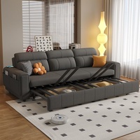 Nuevo Modelo de Sofá Cama Minimalista Moderno, Doble Uso, Multifuncional, con Almacenamiento Integrado, Plegable, Color Crema, para Uso Doméstico, Pequeño
