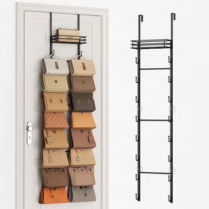 Over Door Wallet Organizer Wall Mounted 16 Hooks Metal <b>Basket</b> for Bag/Purse <b>Storage</b> Rack Modern Simplicity Style More 8 Layers - Product Image 1