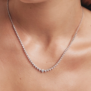 カスタムラウンドカット3プロングセッティングテニスネックレスCVDダイヤモンドジュエリー9k10k本物の金ラボグロウンダイヤモンドネックレス - Product Image 5