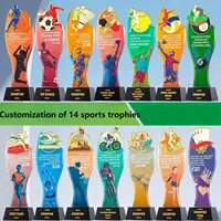 Trophée en cristal personnalisé pour champion de tournoi de basketball et de football, couleurs et motifs sur mesure, coupe de récompense en cristal