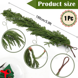 Guirlande de Noël artificielle en pin vert réaliste, décoration hivernale pour escalier et usage intérieur - Product Image 3