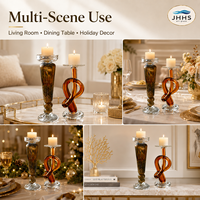 Porte-bougie en verre artisanal, support de bougie chauffe-plat coloré de luxe pour la décoration de la maison, accent romantique pour la table