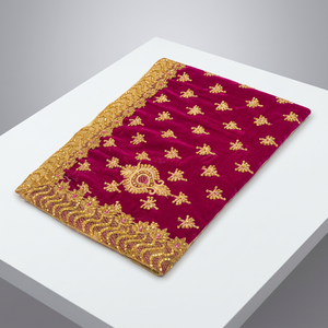 Elegant Velvet Silk Saree Set with Malai Silk Blouse Heavy Embroidery Hand Work Fancy Border Party Bridal Wear - Product Image 4