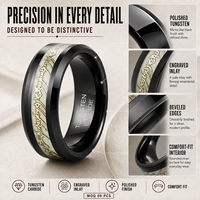 Bague personnalisée en carbure de tungstène noir de 8 mm pour homme, gravée, avec incrustation, alliance confortable, bague de fiançailles pour homme, OEM ODM, vente en gros