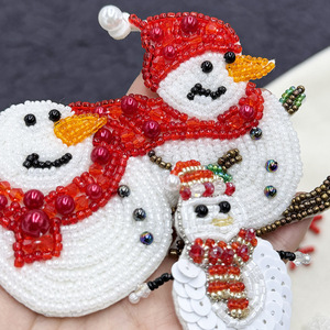 Parches bordados navideños hechos a mano, bonito muñeco de nieve, copo de nieve, caramelo con cuentas para ropa, zapatos, sombreros, decoración, Material de fieltro - Product Image 2