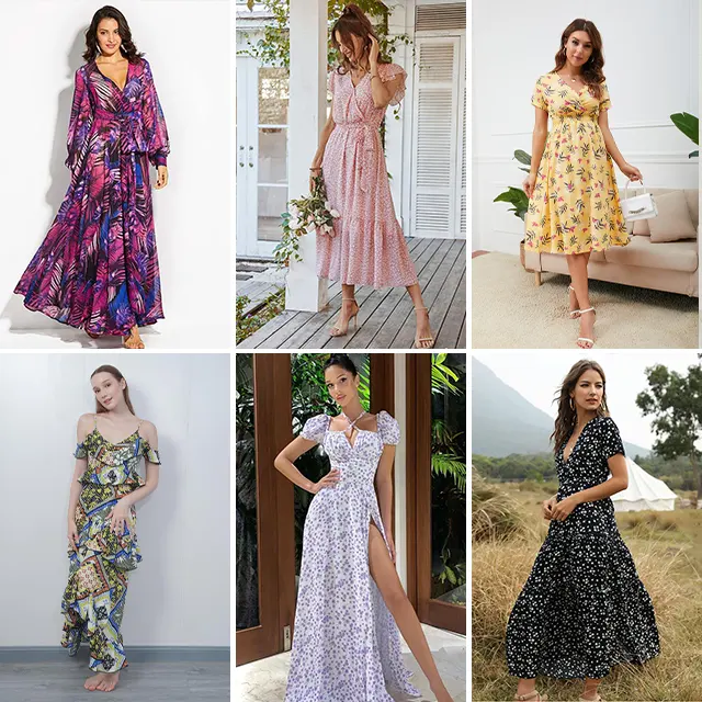 Roupas de moda por atacado vestidos casuais camisetas embalagens mistas entrega aleatória estoque de roupas femininas