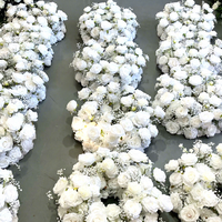 Bunga Mawar Pernikahan Babys-Breath Sutra Buatan, Dekorasi Meja Mewah Warna Putih, Rangkaian Lilin Model JD-B-126