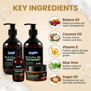 Collection <span class=keywords><strong>de</strong></span> soins capillaires hydratants et lissants à l'huile <span class=keywords><strong>de</strong></span> Batana et à l'huile d'Argan, extrait botanique à la vitamine E, réparation et hydratation pour cheveux gras - Product Image 3